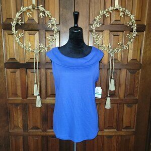 Large Rafaela, Blue Jay Shawl Collar Blouse